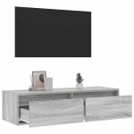 vidaXL Comodă TV cu lumini LED, gri sonoma, 100X35,5x25 cm vidaXL Comodă TV cu lumini LED, gri sonoma, 100X35,5x25 cm