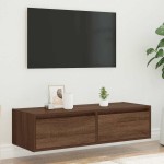 vidaXL Comodă TV cu lumini LED, stejar maro, 100X35,5x25 cm