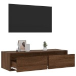vidaXL Comodă TV cu lumini LED, stejar maro, 100X35,5x25 cm