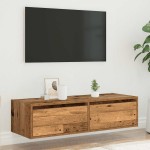 vidaXL Comodă TV cu lumini LED, lemn vechi, 100X35,5x25 cm vidaXL Comodă TV cu lumini LED, lemn vechi, 100X35,5x25 cm