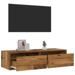 vidaXL Comodă TV cu lumini LED, lemn vechi, 100X35,5x25 cm vidaXL Comodă TV cu lumini LED, lemn vechi, 100X35,5x25 cm