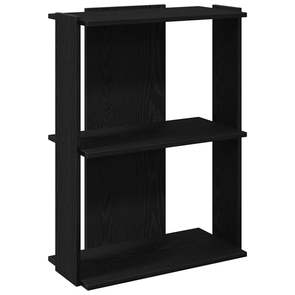 vidaXL Bibliotecă cu 3 etaje, negru, 60x30x80 cm, lemn de prelucrare