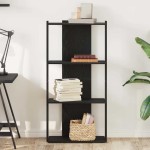 vidaXL Bibliotecă cu 3 niveluri, negru, 60x30x120 cm, lemn prelucrat vidaXL Bibliotecă cu 3 niveluri, negru, 60x30x120 cm, lemn prelucrat