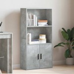 vidaXL Bibliotecă, gri beton, 60x24x120 cm, lemn prelucrat vidaXL Bibliotecă, gri beton, 60x24x120 cm, lemn prelucrat