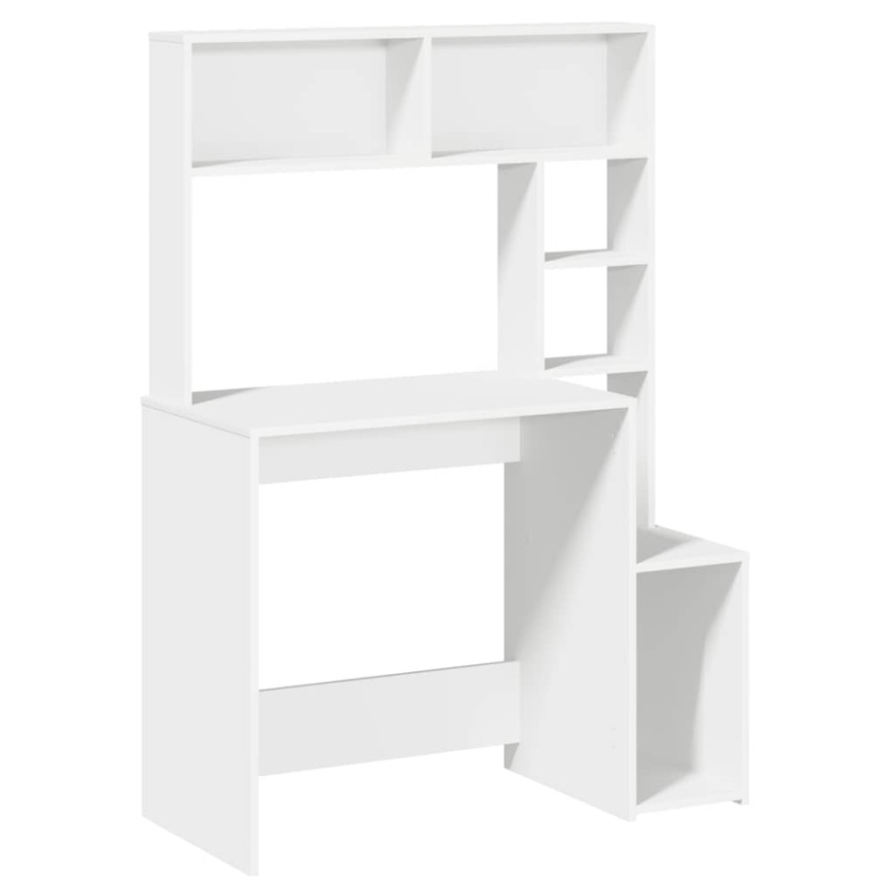 vidaXL Birou cu rafturi, alb, 100x45x140 cm, lemn compozit