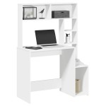 vidaXL Birou cu rafturi, alb, 100x45x140 cm, lemn compozit vidaXL Birou cu rafturi, alb, 100x45x140 cm, lemn compozit