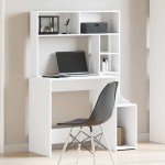vidaXL Birou cu rafturi, alb, 100x45x140 cm, lemn compozit vidaXL Birou cu rafturi, alb, 100x45x140 cm, lemn compozit