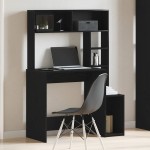 vidaXL Birou cu rafturi, negru, 100x45x140 cm, lemn compozit vidaXL Birou cu rafturi, negru, 100x45x140 cm, lemn compozit