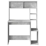 vidaXL Birou cu rafturi, gri beton, 100x45x140 cm, lemn compozit vidaXL Birou cu rafturi, gri beton, 100x45x140 cm, lemn compozit