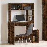 vidaXL Birou cu rafturi, stejar fumuriu, 100x45x140 cm, lemn compozit vidaXL Birou cu rafturi, stejar fumuriu, 100x45x140 cm, lemn compozit