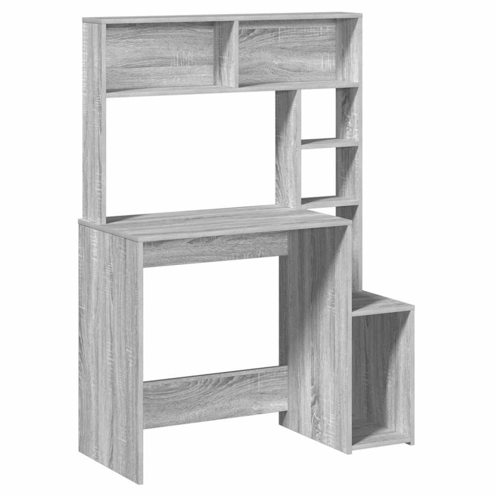 vidaXL Birou cu rafturi, gri sonoma, 100x45x140 cm, lemn compozit
