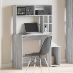 vidaXL Birou cu rafturi, gri sonoma, 100x45x140 cm, lemn compozit vidaXL Birou cu rafturi, gri sonoma, 100x45x140 cm, lemn compozit