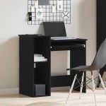 vidaXL Birou cu rafturi, negru, 84x40x78 cm, PAL vidaXL Birou cu rafturi, negru, 84x40x78 cm, PAL