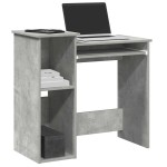 vidaXL Birou cu rafturi, gri beton, 84x40x78 cm, PAL vidaXL Birou cu rafturi, gri beton, 84x40x78 cm, PAL