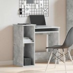 vidaXL Birou cu rafturi, gri beton, 84x40x78 cm, PAL vidaXL Birou cu rafturi, gri beton, 84x40x78 cm, PAL