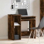 vidaXL Birou cu rafturi, stejar fumuriu, 84x40x78 cm, lemn compozit vidaXL Birou cu rafturi, stejar fumuriu, 84x40x78 cm, lemn compozit