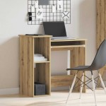 vidaXL Birou cu rafturi stejar artizanal 84x40x78 cm, lemn prelucrat vidaXL Birou cu rafturi stejar artizanal 84x40x78 cm, lemn prelucrat