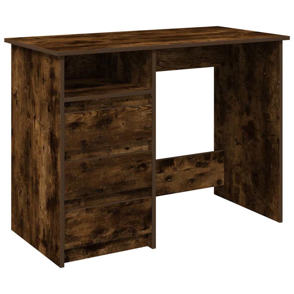 vidaXL Birou, stejar afumat, 102x50x75 cm, lemn compozit