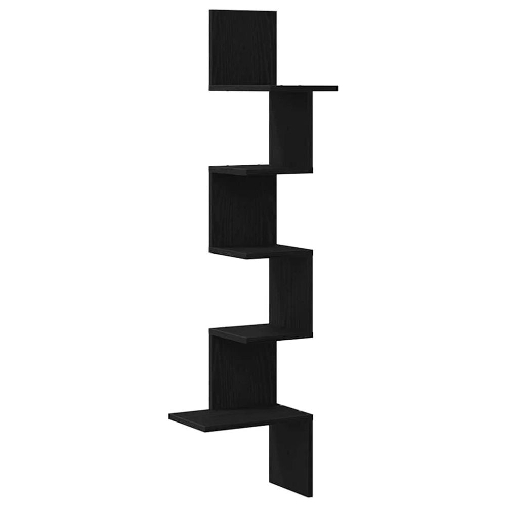 vidaXL Raft de perete pentru colț, negru, 32x32x127,5 cm PAL