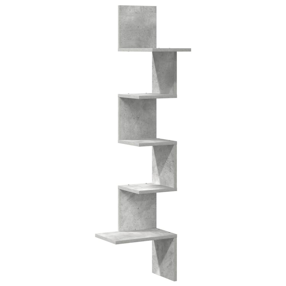 vidaXL Raft de perete pentru colț, gri beton, 32x32x127,5 cm, PAL