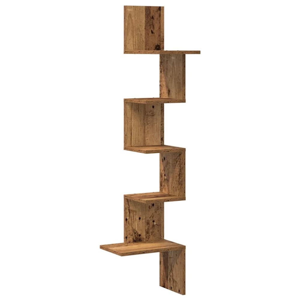 vidaXL Raft perete pentru colț lemn vechi 32x32x127,5cm lemn prelucrat