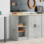 vidaXL Dulap depozitare garaj Beton Gri 40x51x85 cm lemn masiv de pin vidaXL Dulap depozitare garaj Beton Gri 40x51x85 cm lemn masiv de pin