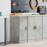 vidaXL Dulap depozitare garaj Beton Gri 30x51x85 cm lemn masiv de pin vidaXL Dulap depozitare garaj Beton Gri 30x51x85 cm lemn masiv de pin