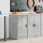 vidaXL Dulap depozitare garaj Beton Gri 40x51x85 cm lemn masiv de pin vidaXL Dulap depozitare garaj Beton Gri 40x51x85 cm lemn masiv de pin