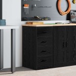 vidaXL Dulap depozitare garaj negru 40x51x85 cm lemn masiv de pin vidaXL Dulap depozitare garaj negru 40x51x85 cm lemn masiv de pin