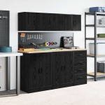 vidaXL Dulap de perete de garaj din lemn negru prelucrat vidaXL Dulap de perete de garaj din lemn negru prelucrat