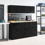 vidaXL Dulap de perete de garaj din lemn negru prelucrat vidaXL Dulap de perete de garaj din lemn negru prelucrat