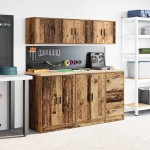 vidaXL Dulapuri de perete de garaj 2 buc Lemn vechi, lemn prelucrat