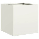 vidaXL Jardinieră, alb, 40x40x40 cm, oțel laminat la rece vidaXL Jardinieră, alb, 40x40x40 cm, oțel laminat la rece
