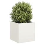 vidaXL Jardinieră, alb, 40x40x40 cm, oțel laminat la rece vidaXL Jardinieră, alb, 40x40x40 cm, oțel laminat la rece