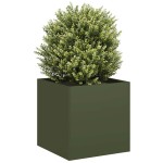 vidaXL Jardinieră, verde măsliniu, 40x40x40 cm, oțel laminat la rece vidaXL Jardinieră, verde măsliniu, 40x40x40 cm, oțel laminat la rece