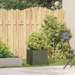 vidaXL Jardinieră, verde măsliniu, 40x40x40 cm, oțel laminat la rece vidaXL Jardinieră, verde măsliniu, 40x40x40 cm, oțel laminat la rece