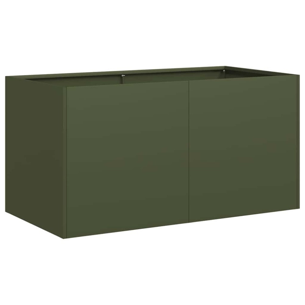 vidaXL Jardinieră verde măsline 80x40x40 cm oțel laminat la rece