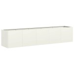 vidaXL Jardinier alb 200x40x40 cm Oțel laminat la rece