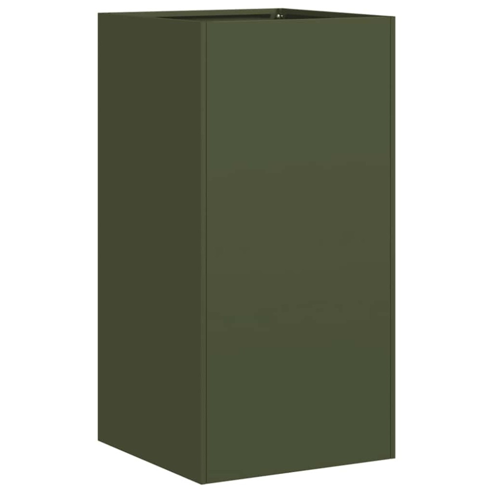 vidaXL Jardinieră verde măsline 40x40x80 cm oțel laminat la rece