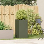 vidaXL Jardinieră verde măsline 40x40x80 cm oțel laminat la rece
