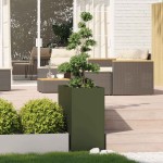 vidaXL Jardinieră verde măsline 40x80x80 cm oțel vidaXL Jardinieră verde măsline 40x80x80 cm oțel