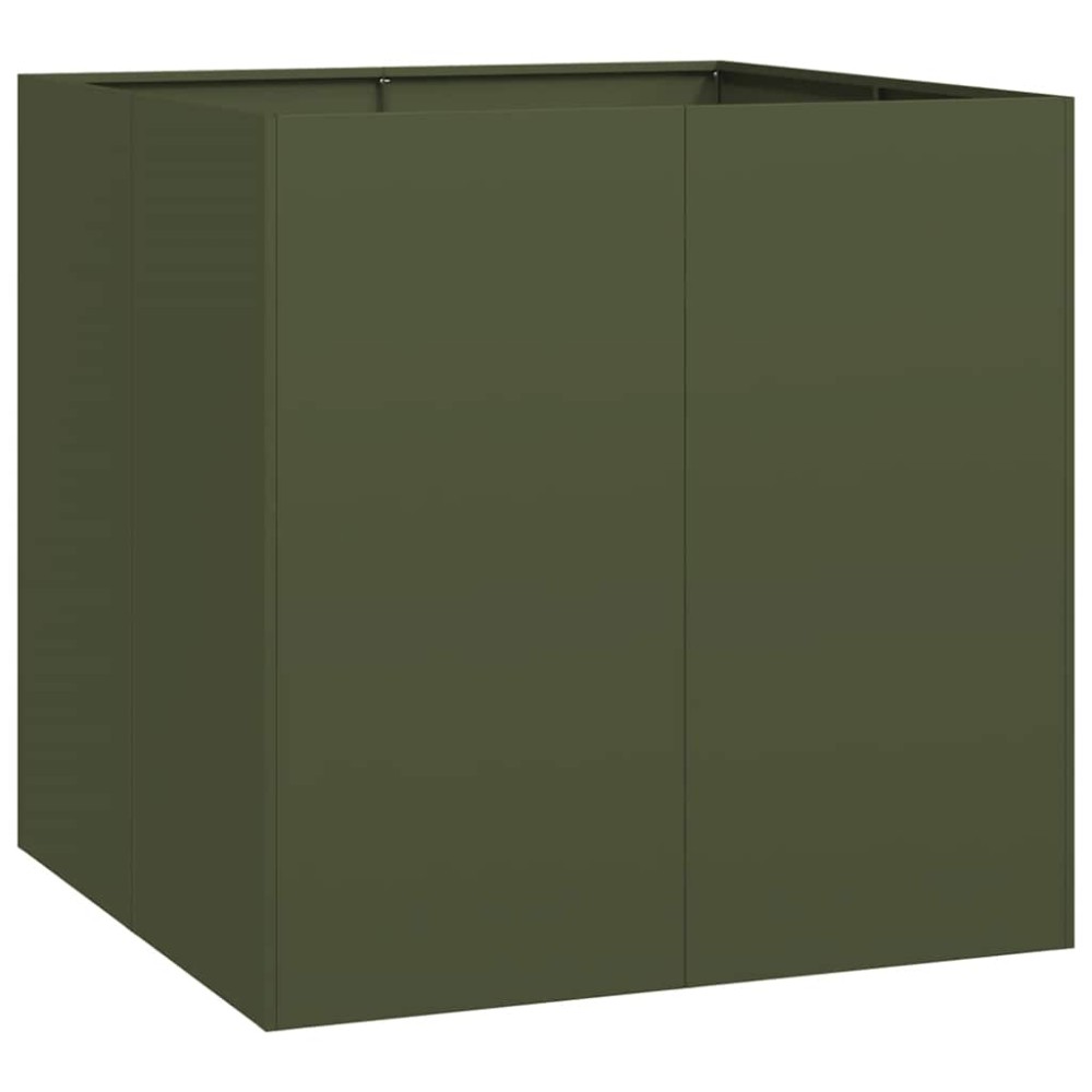 vidaXL Jardinieră verde măsline 80x80x80 cm oțel