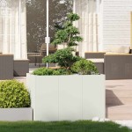 vidaXL Jardinieră, alb, 120x80x80 cm, oțel vidaXL Jardinieră, alb, 120x80x80 cm, oțel