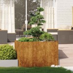 vidaXL Jardinieră Rusty 120x80x80 cm Oțel pentru intemperii vidaXL Jardinieră Rusty 120x80x80 cm Oțel pentru intemperii