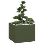 vidaXL Jardinieră verde măsline 100x100x80 cm oțel vidaXL Jardinieră verde măsline 100x100x80 cm oțel