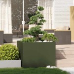 vidaXL Jardinieră verde măsline 100x100x80 cm oțel vidaXL Jardinieră verde măsline 100x100x80 cm oțel