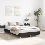 vidaXL Cadru de pat fără saltea, negru, 135x190 cm, lemn prelucrat