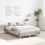 vidaXL Cadru de pat fără saltea Gri beton 135x190 cm Lemn prelucrat