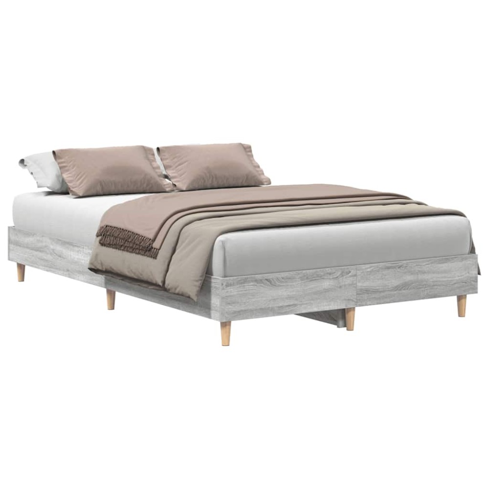 vidaXL Cadru de pat fără saltea Gri Sonoma 135x190 cm lemn prelucrat