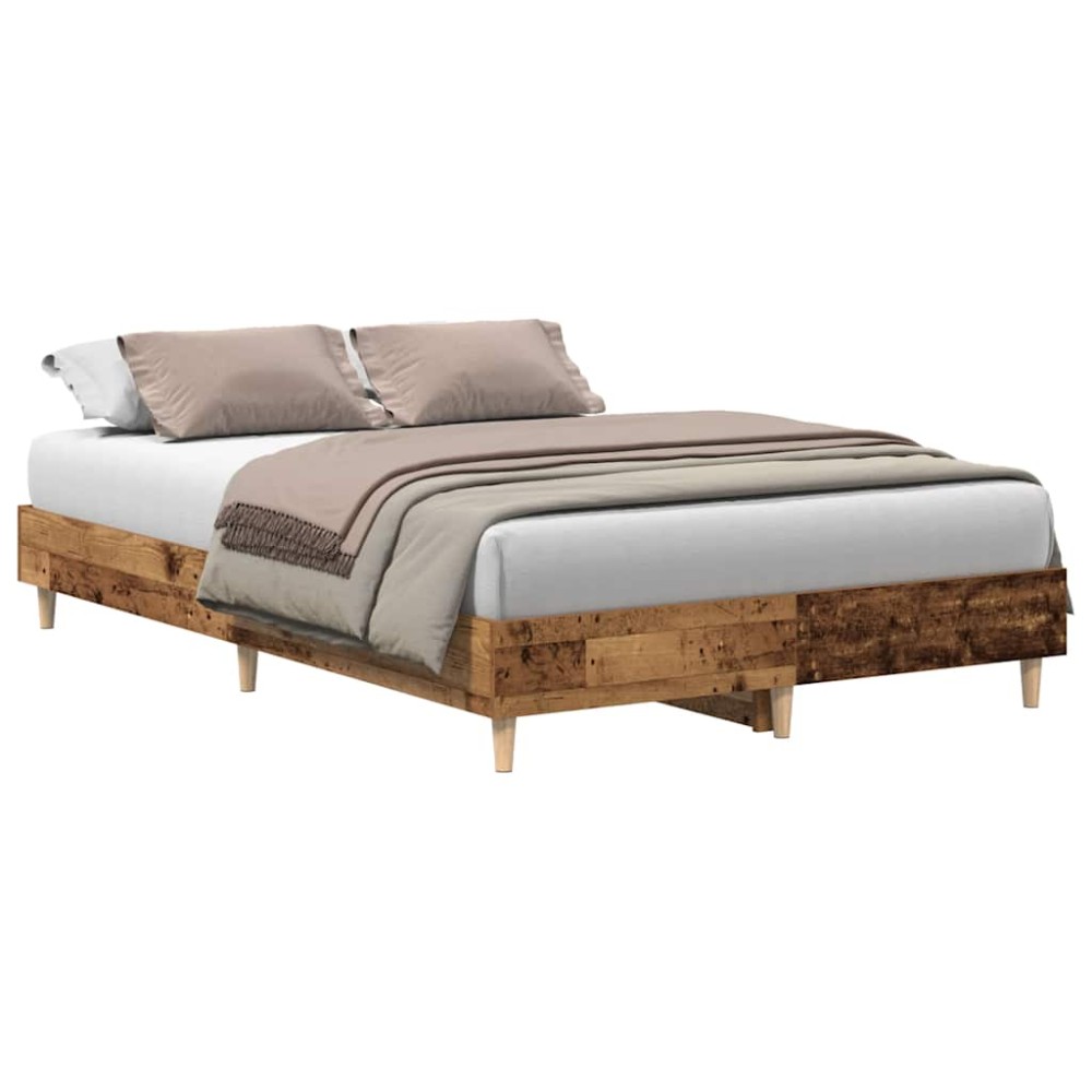 vidaXL Cadru de pat fără saltea Lemn vechi 135x190 cm Lemn prelucrat